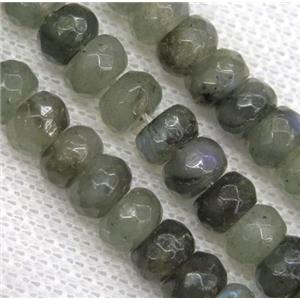 Labradorite bead, faceted rondelle, approx 5x8mm