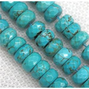 blue Turquoise beads, faceted rondelle, approx 5x8mm