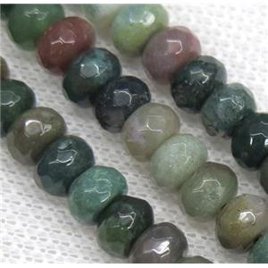 India Agate bead, faceted rondelle, approx 5x8mm