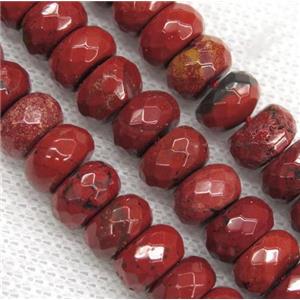 Red Jasper beads, faceted rondelle, approx 5x8mm
