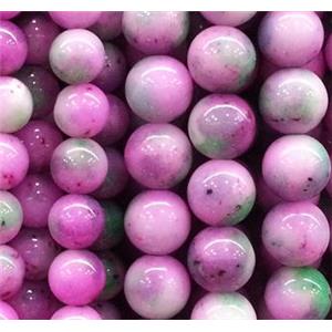 hotpink round Irisated Jade beds, 6mm dia, approx 62pcs per st