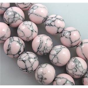 Round turquiose beads, lt.pink, synthetic, 10mm dia, approx 38pcs per st
