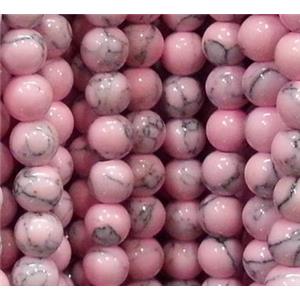 round turquiose beads, synthetic, pink, 8mm dia, approx 48pcs per st