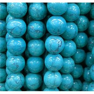 round blue turquiose beads, synthetic, 14mm dia, approx 27pcs per st