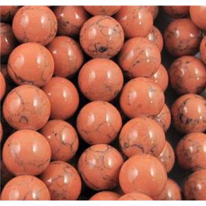 round turquiose beads, orange, synthetic, 14mm dia, approx 27pcs per st