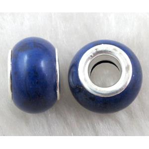 Turquoise bead with large hole, blue, approx 14mm, head:5.5mm