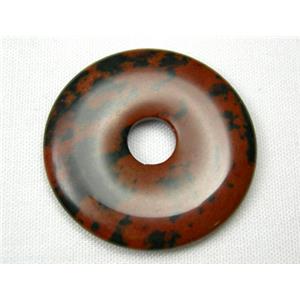 Mahogany Obsidian Stone Pendant, donut, 25mm diameter
