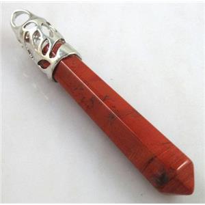 Red Jasper gemstone pendant, stick, point, approx 10x65mm