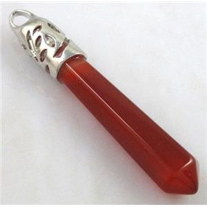red agate stone pendant, Carnelian, stick, point, approx 10x65mm