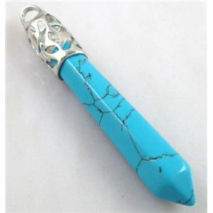 Turquoise Stone Pendant, stick, point, approx 10x65mm