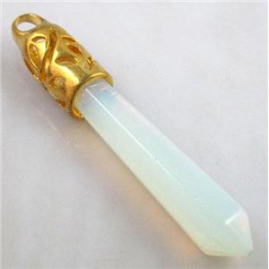 opalite stone pendant, stick, point, approx 10x65mm