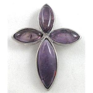 purple fluorite stone pendant, 30x40mm
