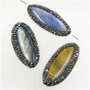 shell oval beads paved rhinestone, mix color, approx 15-32mm