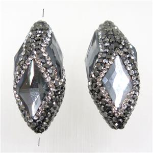 Crystal glass beads paved rhinestone, oval, approx 19-33mm