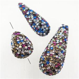 resin beads pave colorful rhinestone, teardrop, approx 13-35mm