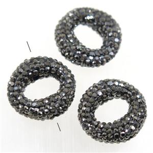 resin circle beads paved rhinestone, approx 22 mm