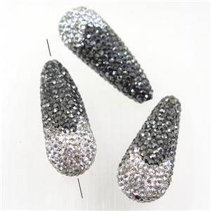 resin teardrop beads paved rhinestone, approx 15-35mm