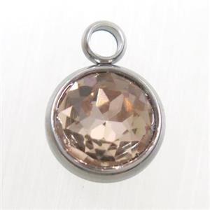 crystal glass pendant, champagne, stainless steel, approx 10mm dia