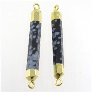 Snowflake Jasper stick connector, gold plated, approx 6-35mm