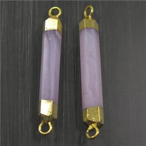 Blue Lace Agate stick connector, gold plated, approx 6-35mm