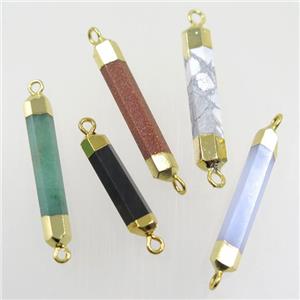 mix gemstone stick connector, gold plated, approx 6-35mm