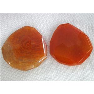Natural agate stone pendant, freeform, orange, approx 40-55mm