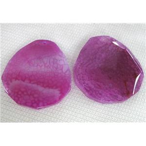 Natural agate stone pendant, freeform, hotpink, approx 40-55mm