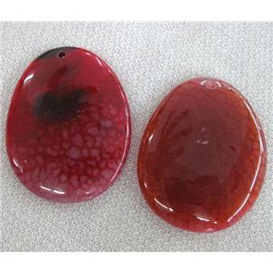 red agate stone pendant, slice, approx 40-55mm
