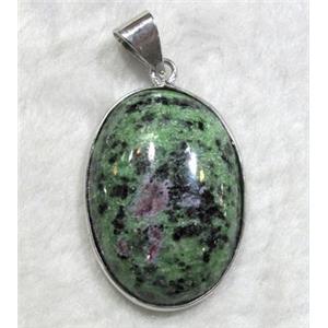 Ruby Zoisite pendant, oval cabochon, approx 25x30mm