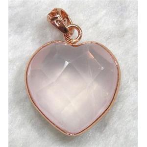 rose quartz pendant, heart gemstone, approx 20-22mm