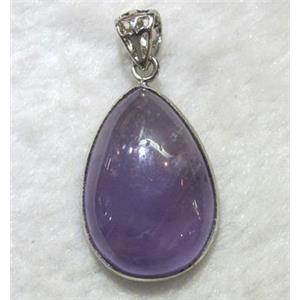 purple Chalcedony teardrop pendant, approx 22x30mm