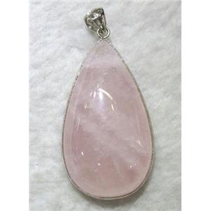 rose quartz pendant, teardrop, approx 28x45mm