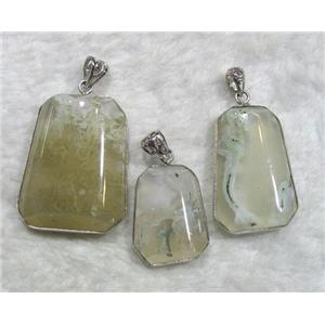 moss agate pendant, freeform, mixed, approx 20-35mm