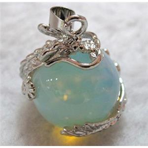 opalite pendant, platinum plated, approx 22x26mm