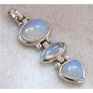 opalite pendant, platinum plated, approx 22x54mm