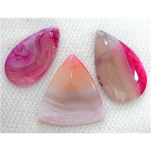pink agate pendant, mixed shape, approx 20-50mm