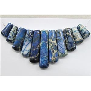 Blue Imperial Jasper Stick Pendant For Necklace, approx 16x10x5mm, 40x9x5mm