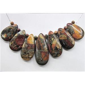 Picasso Jasper Teardrop Pendant For Necklace Multicolor, approx 15x43x6mm, 16x25x6mm