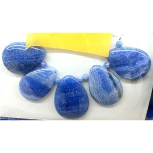 Natural Agate Teardrop Pendant For Necklace Blue Dye, approx 15x43x6mm, 16x25x6mm