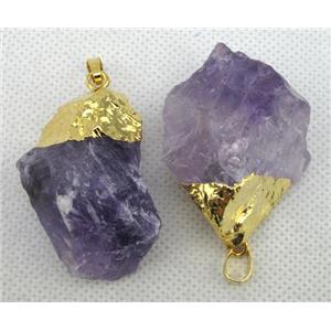 amethyst nugget pendant, gold plated, approx 15-35mm