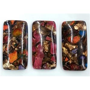 bronzite pendant, resin cover, mixed rectangle, approx 30x60mm
