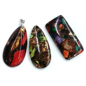 bronzite pendant, resin cover, mixed, approx 30x60mm