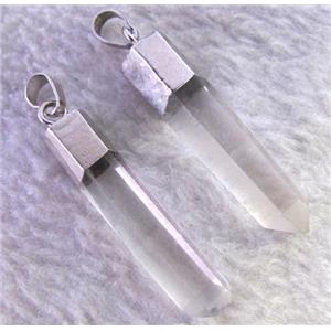 clear quartz stick pendant, freeform, approx 40x10mm