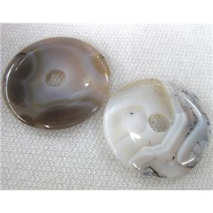 Heihua Agate donut pendant, approx 45-60mm