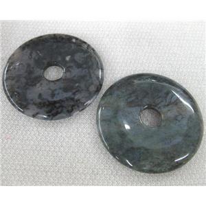 Moss Agate pendants, donut, approx 45-60mm