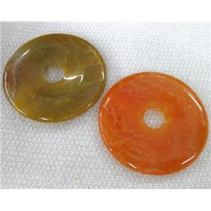 agate donut pendants, orange, approx 45-60mm