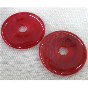agate donut pendants, red, approx 45-60mm