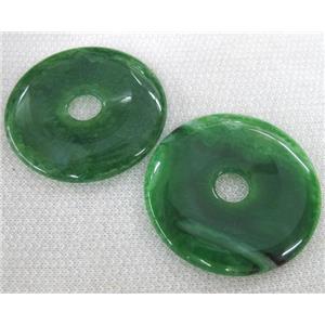 agate pendants, donut, green, approx 45-60mm