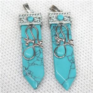 Turquoise arrowhead pendant, approx 13-52mm