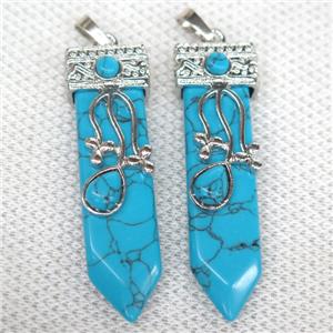 blue Turquoise arrowhead pendant, approx 13-52mm